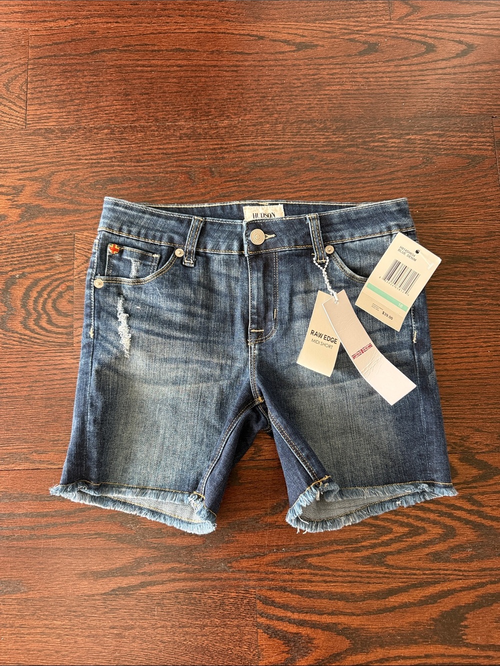 Hudson Jeans Distressed Raw-Edge Denim Shorts - Blue